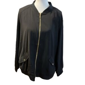 Susan Graver Lightweight Zip Up Black Jacket Size 2X